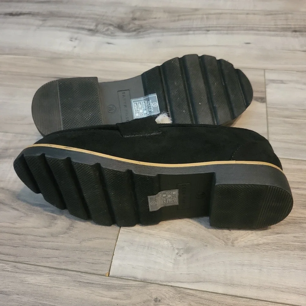 Taryn Rose Kilroy Penny Loafers Womens 7.5 Black Suede Slip-On Shoes‎